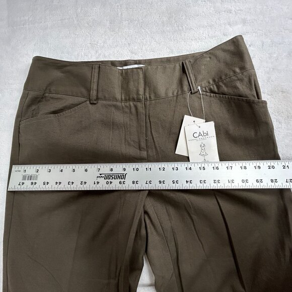Cabi Womens Size 10 Olive Straight Leg Pants Linen Blend Stretch Style 492 New - Picture 6 of 10